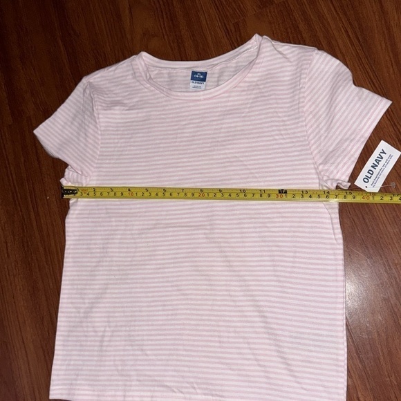 NWT old navy striped pink white crop top t-shirt short sleeve kid XL women S-XS - Picture 5 of 7